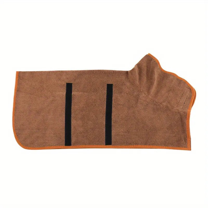 PawVoyage DryTrail microfiber dog drying robe in brown