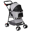 PawVoyage 4-Wheel Pet Stroller with Detachable Carrier – Gray