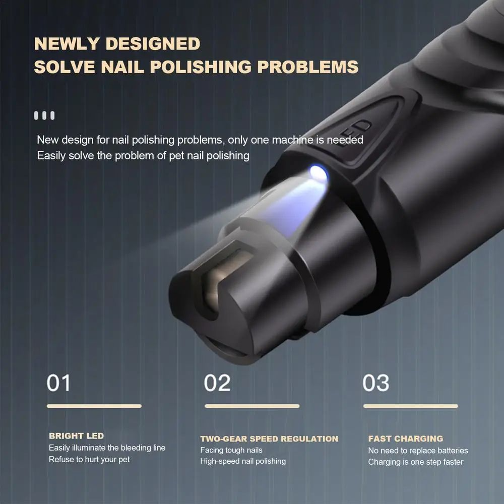 PawVoyage PawPrecision™ LED Pet Nail Grinder – Quiet 2-Speed