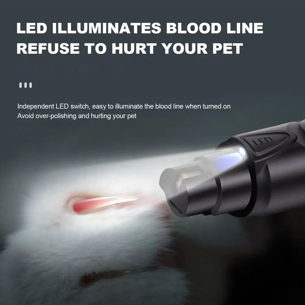 PawVoyage PawPrecision™ LED Pet Nail Grinder – Quiet 2-Speed